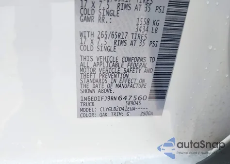 2024 Nissan Frontier Long Bed Sv 4X2 из США, поврежденный, VIN 1N6ED1FJ9RN647560